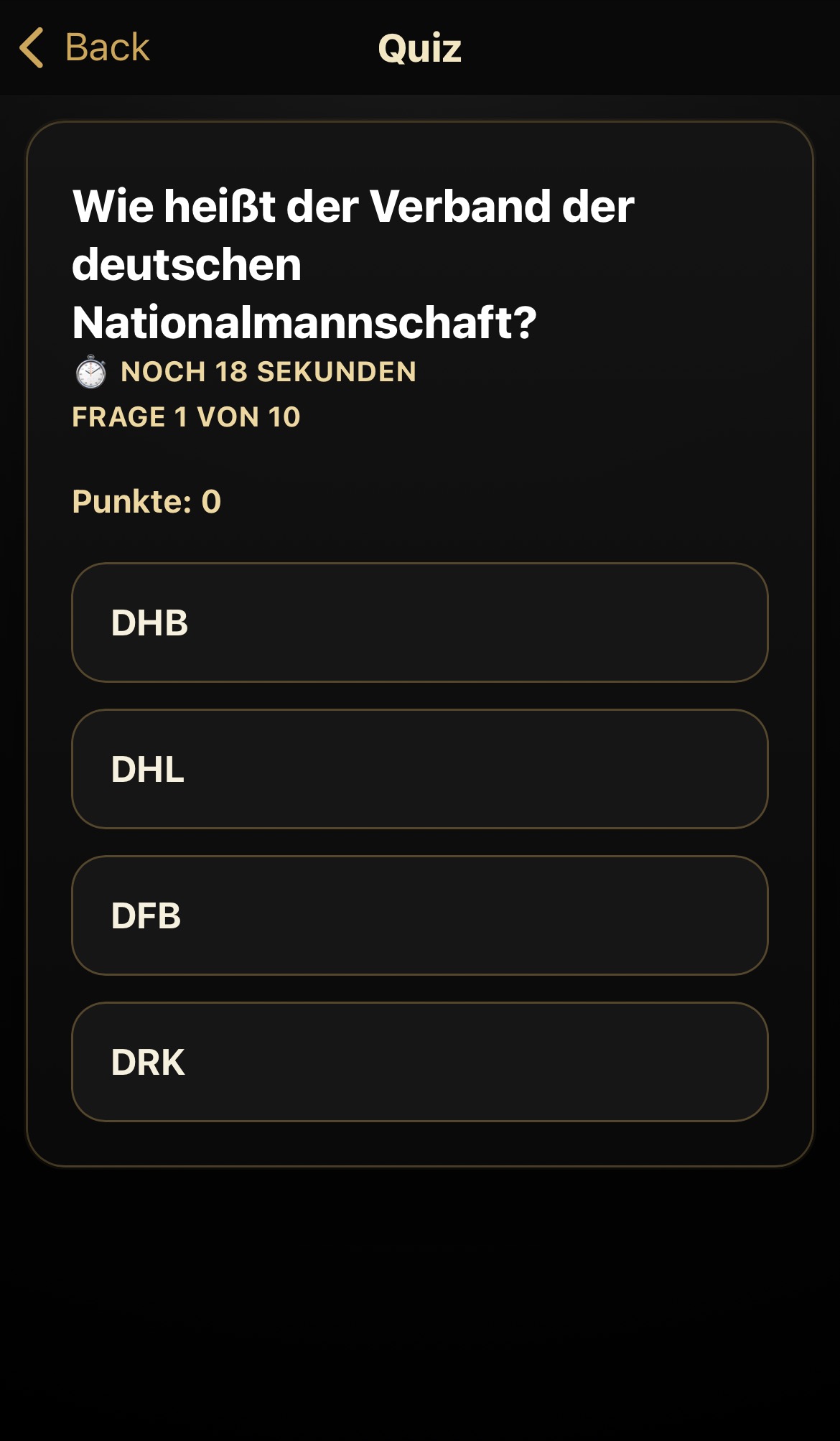 Quizansicht von Fußball-Quizmeister